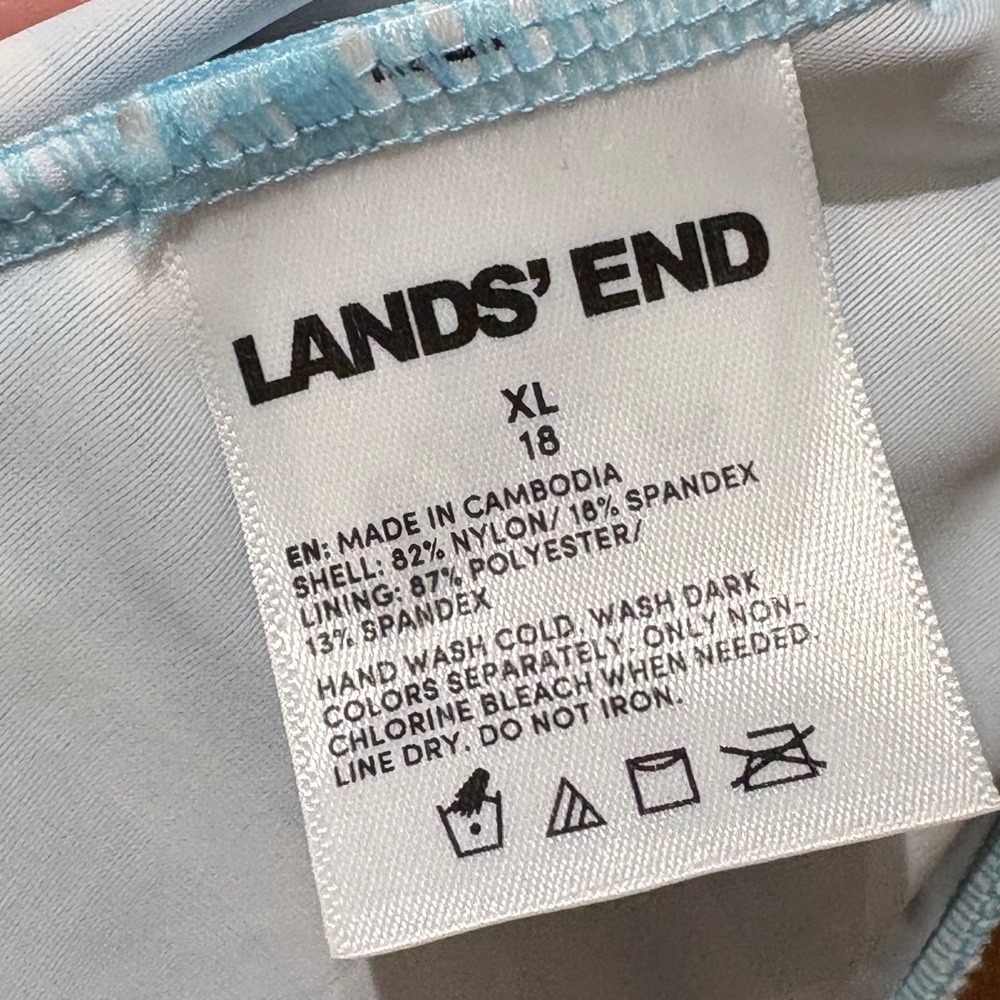 Lands' End Blue White Stripe Halter Tankini Top Swimwear Womens Size XL NEW - Picture 5 of 5